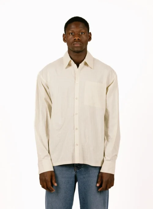 Textured Boxy Shirt Off-White