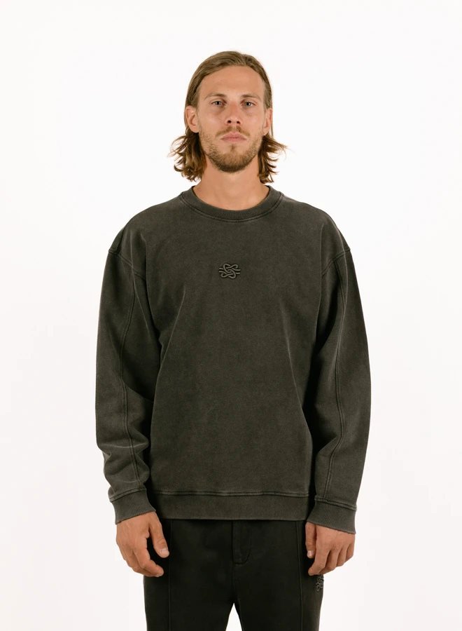 Filling Pieces Sweatshirt Boxy Embroidered Vintage Black 1 Filling Pieces Sweatshirt Boxy Embroidered Vintage Black