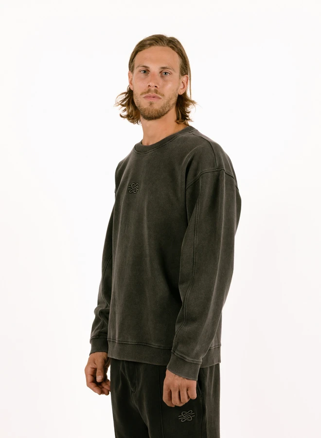 Filling Pieces Sweatshirt Boxy Embroidered Vintage Black 2 Filling Pieces Sweatshirt Boxy Embroidered Vintage Black - Image 2