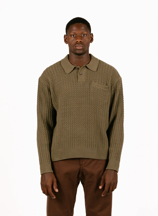 OBEY Duane Polo Sweater Tea Leaf 1 OBEY Duane Polo Sweater Tea Leaf