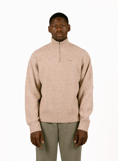 Signature Knitted Zip Mock Hemp