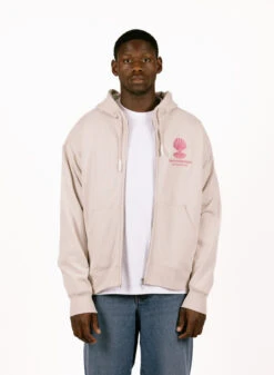 Logo Hoodie Zip-up Pebble / Magenta