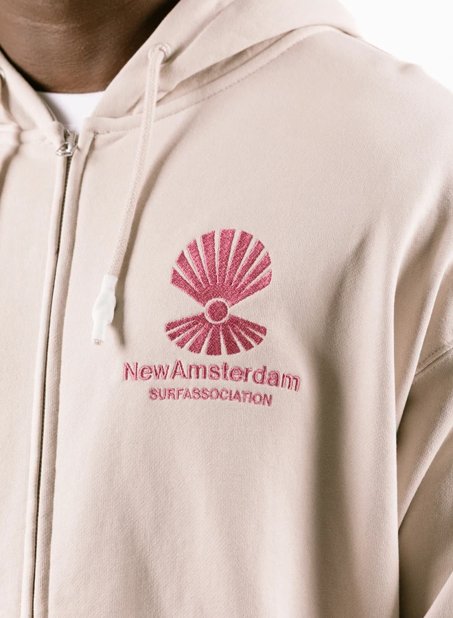 Logo Hoodie Zip-up Pebble / Magenta 5 Logo Hoodie Zip-up Pebble / Magenta - Image 5