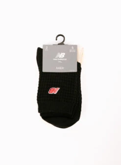 Waffle Knit Ankle Socks 2 Pack Black Beige