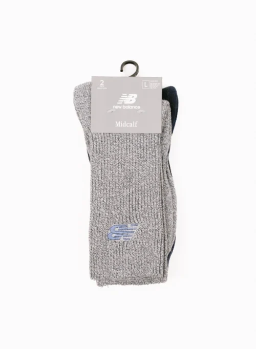 Ribbed Knit Ankle Socks 2 Pack Grey Blue